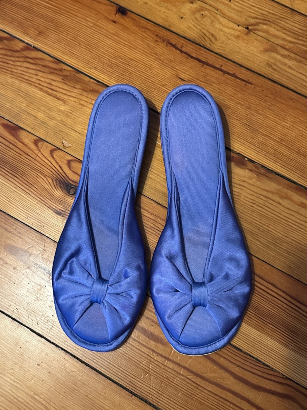 VANITY FAIR | Purple Silky Satin Slippers with wedge heel